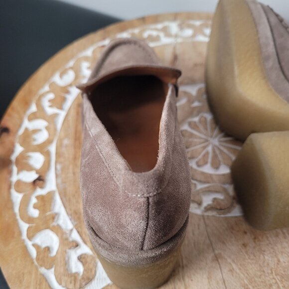 Marc Fisher Mllina Taupe Suede Platform Loafers Size 6.5 Womens Block Heel - Picture 13 of 15